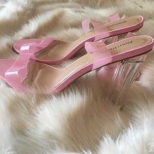Strappy Lucite Block Heels